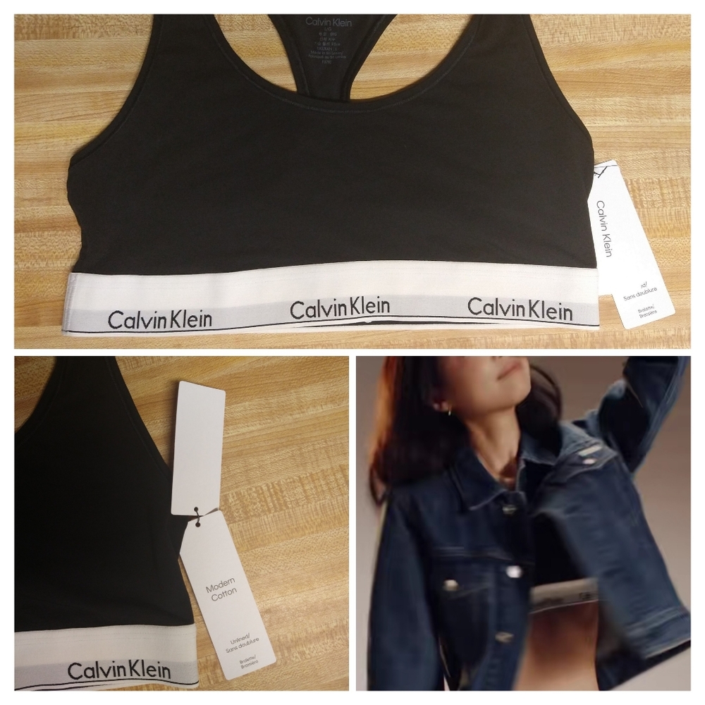 New | Calvin Klein Black Modern Cotton Bralette